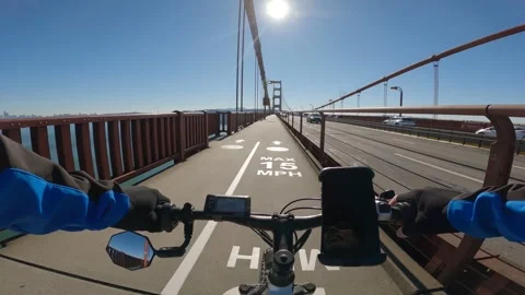 Ebike across The Golden Gate Bridge 1/16/2026 San Francisco, California, U.S.A. Stock Footage 327051672