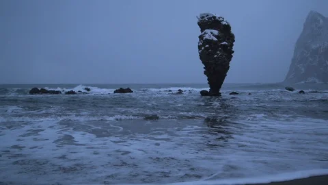 Ebisu-iwa rock under snowfall, Hokkaido, Japan Stock Footage 102264096