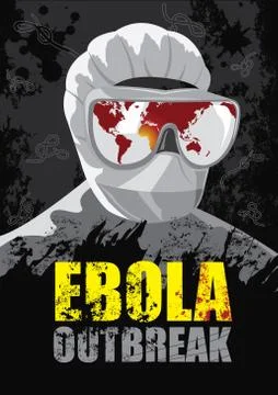 EBOLA Outbreak-Showing the world map where the virus began to spread Stock Illustration