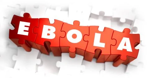 Ebola - Text on Red Puzzles with White Background Stock Illustration