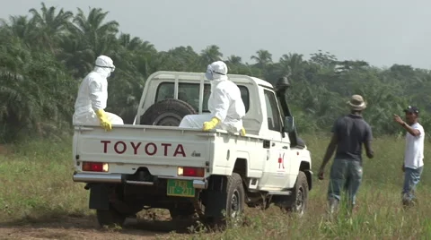 Ebola truck arriving with body Stock Footage