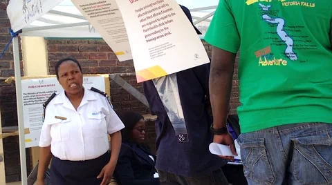 Ebola virus checkpoint screening at Botswana / Zimbabwe border crossing (Africa) Stock Footage 42261266