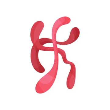 Ebola virus under microscope. Long red cylindrical bacterium. Microbiology Stock Illustration