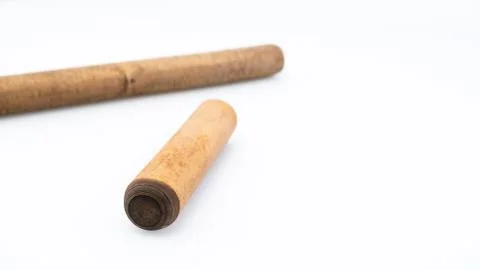 Ebonite sticks on white background. Also is known as hard rubber Foto stock