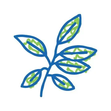 Ebony leaf icon doodle illustration Stock Illustration