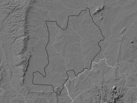 Ebonyi, Nigeria. Bilevel elevation map with lakes and rivers Illustrazione stock