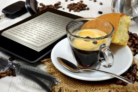 Ebook breakfast Stock-Fotos