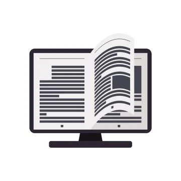 Ebook computer online reading internet icon. Vector graphic Illustrazione stock