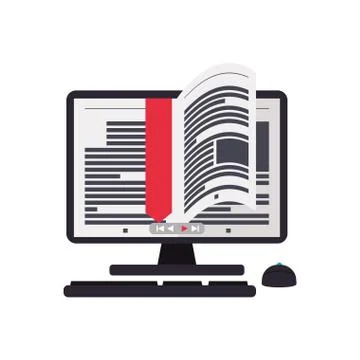 Ebook computer online reading internet icon. Vector graphic Stock Illustration