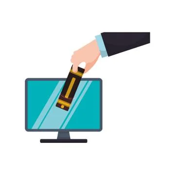 Ebook computer online reading internet icon. Vector graphic Stock Illustration