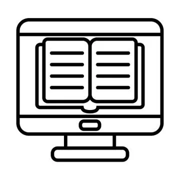 Ebook inside computer line style icon vector design Stockillustratie