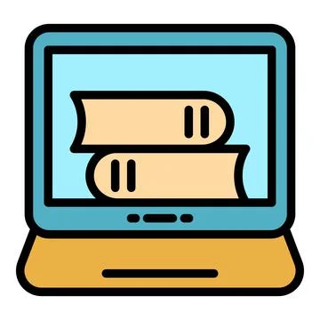 Ebook online stack icon color outline vector 스톡 일러스트