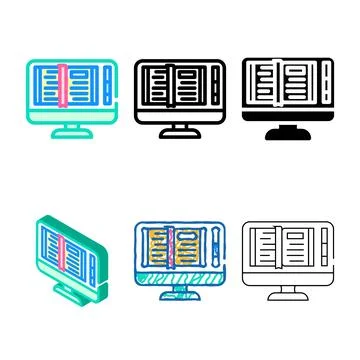 Ebook publishing color icon vector set Stock Illustration