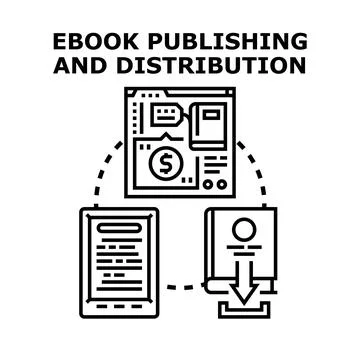 Ebook publishing distribution process, digital content industry Stock Illustration