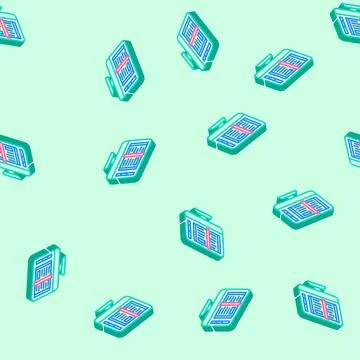 Ebook publishing isometric icon seamless pattern Stock Illustration
