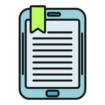 Ebook reader tablet with green bookmark concept Illustrazione stock