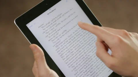 Ebook Reading Pages On ipad Tablet Stock Footage 33780795