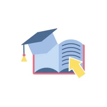 Ebook school education learning flat style Stock Illustration