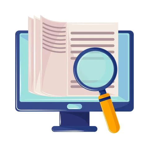 Ebook searching computer Stock Illustration