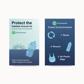 Ebook template design for World Environment Day.Save Earth Planet World Conce Stock Illustration