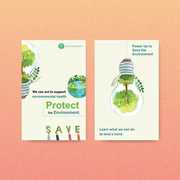 Ebook template design for World Environment Day.Save Earth Planet World Conce Illustrazione stock