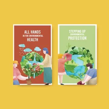 Ebook template design for World Environment Day.Save Earth Planet World Conce Illustrazione stock