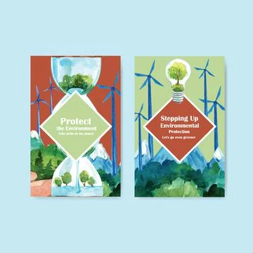 Ebook template design for World Environment Day.Save Earth Planet World Conce Illustrazione stock