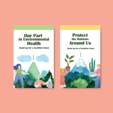Ebook template design for World Environment Day.Save Earth Planet World Conce Illustrazione stock