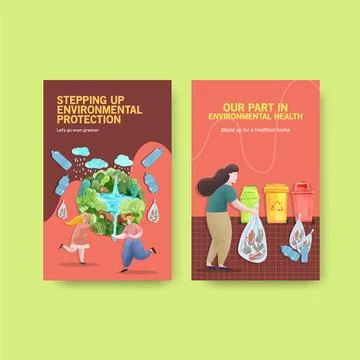 Ebook template design for World Environment Day.Save Earth Planet World Conce Illustrazione stock