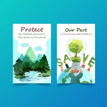 Ebook template design for World Environment Day.Save Earth Planet World Conce Illustrazione stock