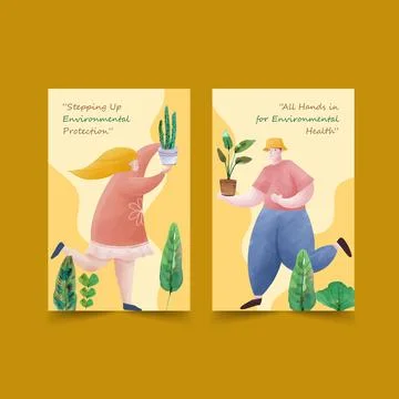 Ebook template design for World Environment Day.Save Earth Planet World Conce Illustrazione stock