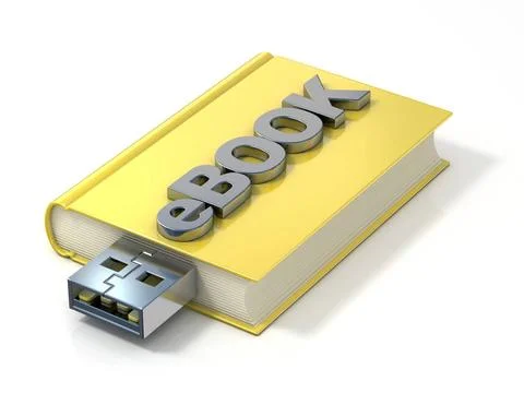 EBook with USB plug. 3D eBook with USB plug. 3D render illustration isolat... Stock Photos