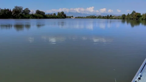 The Ebro River at its final stretch as it flows through Catalonia, Spain. Stock Footage 319685332