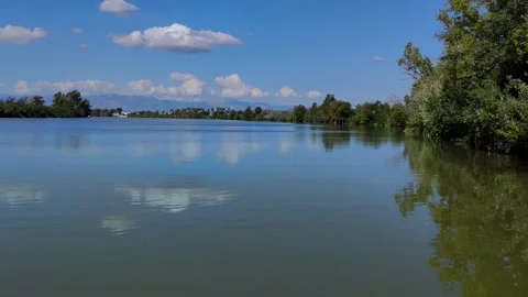 The Ebro River at its final stretch as it flows through Catalonia, Spain. Stock Footage 319785462