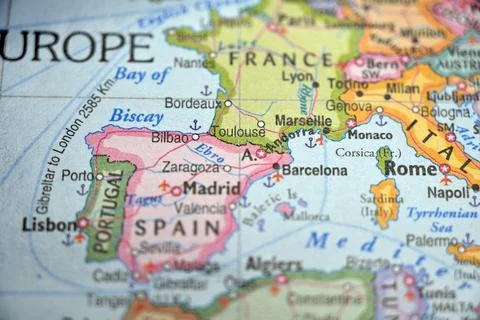 Ebro River Spain Map Highlight with Soft Blur Background Minimal Geographic.. Stock Photos