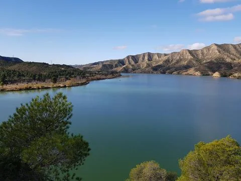 Ebro River, Terres de L'Ebre, Western Catalonia, Mountains Foto stock