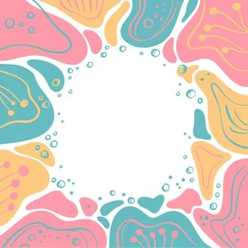 EBRU DESIGN FRAME Flat Abstract Organic Shapes Vector Print Stock Illustration