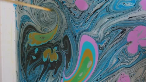 Ebru drawing on water Video stock 232657288