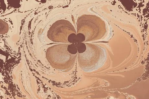 Ebru marble effect with floral pattern design for print Stock Illustration