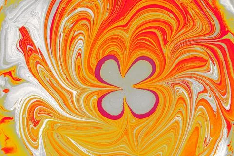 Ebru marble effect with floral pattern design for print 库存插图