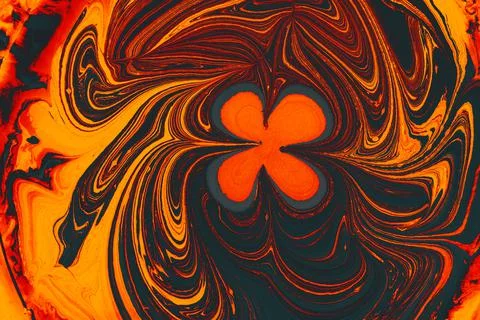 Ebru marble effect with floral pattern design for print Illustrazione stock