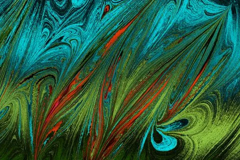 Ebru marble effect with floral pattern design for print Stock Illustration