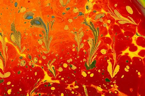 Ebru marble effect with floral pattern design for print Illustrazione stock