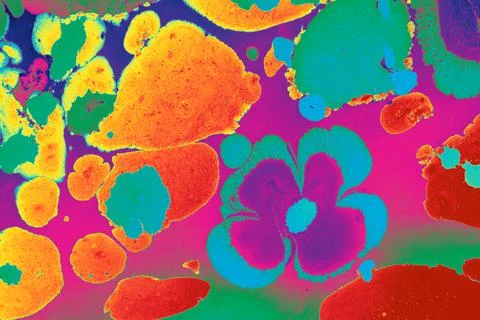 Ebru marble effect with floral pattern design for print 库存插图