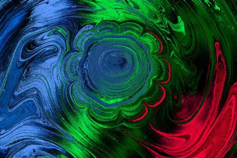Ebru marble effect with floral pattern design for print 库存插图