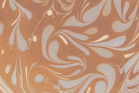 Ebru marble effect with floral pattern design for print 库存插图