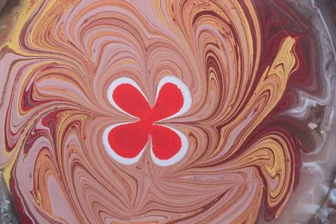 Ebru marble effect with floral pattern design for print Stock Illustration