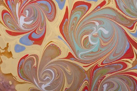 Ebru marble effect with floral pattern design for print イラスト素材