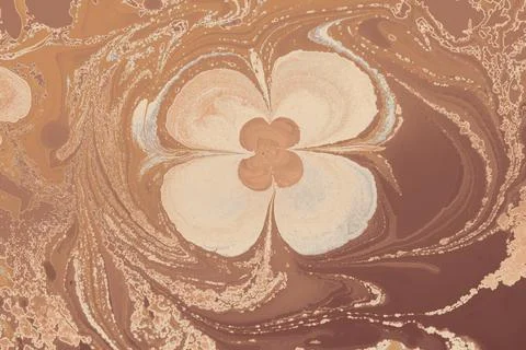 Ebru marble effect with floral pattern design for print Stock Illustration