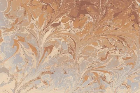 Ebru marble effect with floral pattern design for print Stock Illustration